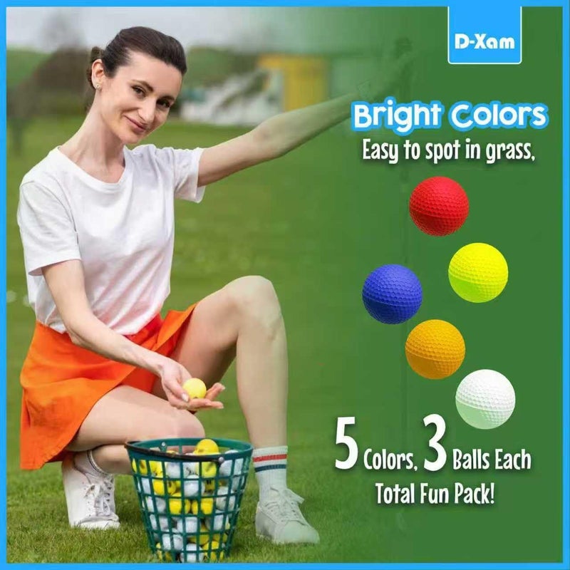 Dexam Foam Golf Balls Bulk Practice Golf Ball Soft Multicolor, Yellow, White or Orange | Long Lasting & Realistic Feel | Limited Flight Use Indoors Outdoors Backyard Training - Image 2